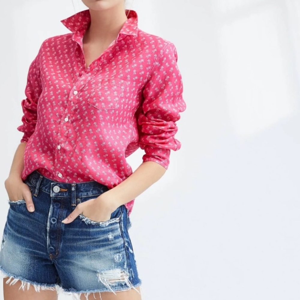 Frank & Eileen Pink Button-Down Shirt with White Micro Print